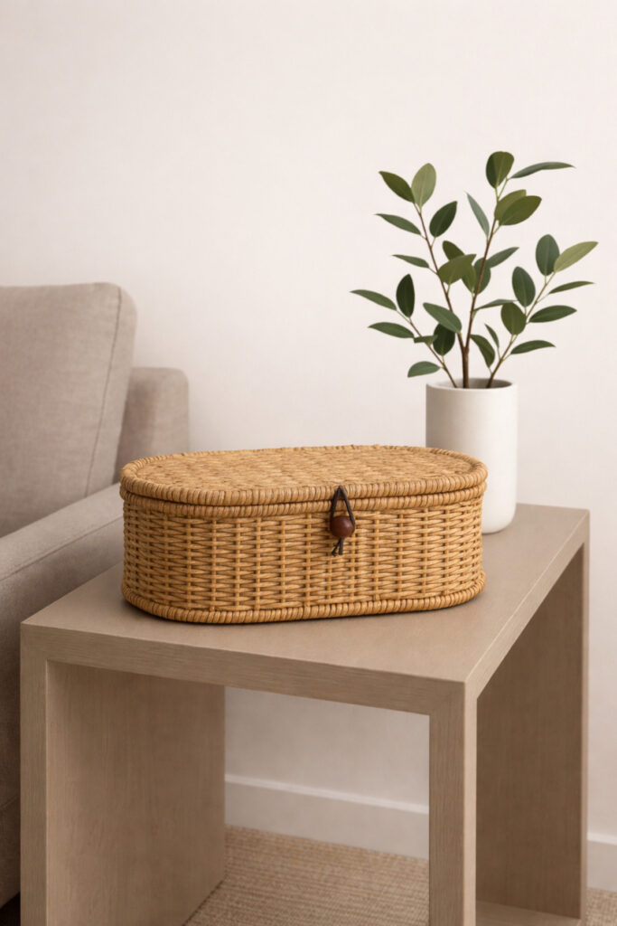 HASIR RATTAN KAPAKLI SAKLAMA KUTUSU ORGANİZER
