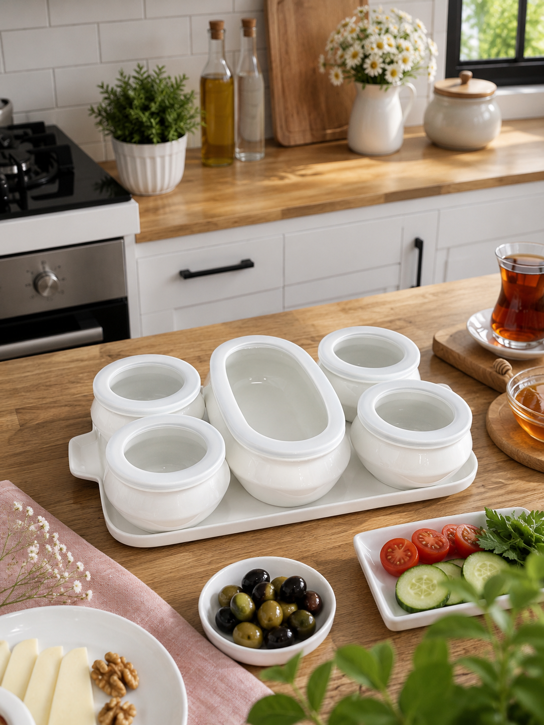 TEPSİLİ PORSELEN VAKUMLU KAPAK KAHVALTILIK
