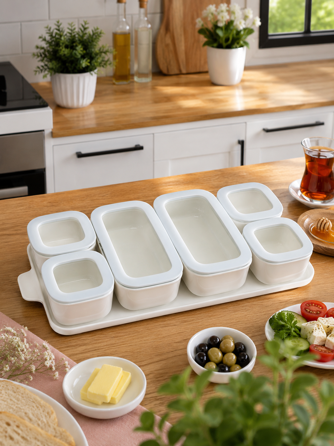 TEPSİLİ PORSELEN VAKUMLU KAPAK KAHVALTILIK