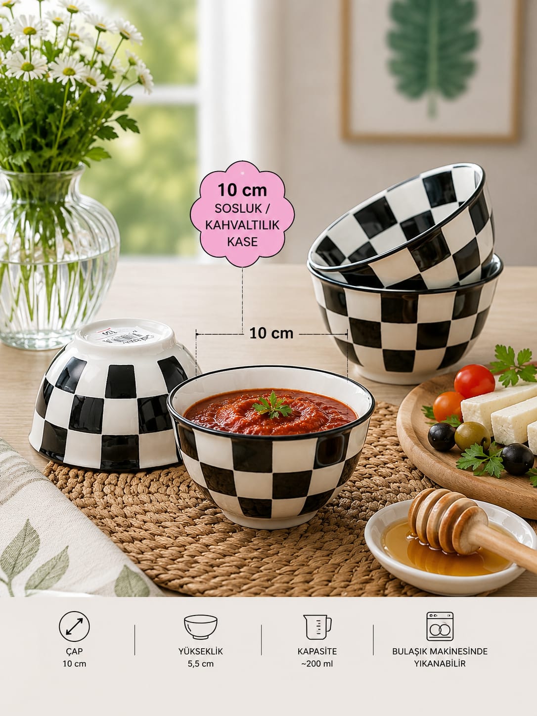 DESENLİ PORSELEN KASE 10 CM - 6 ADET