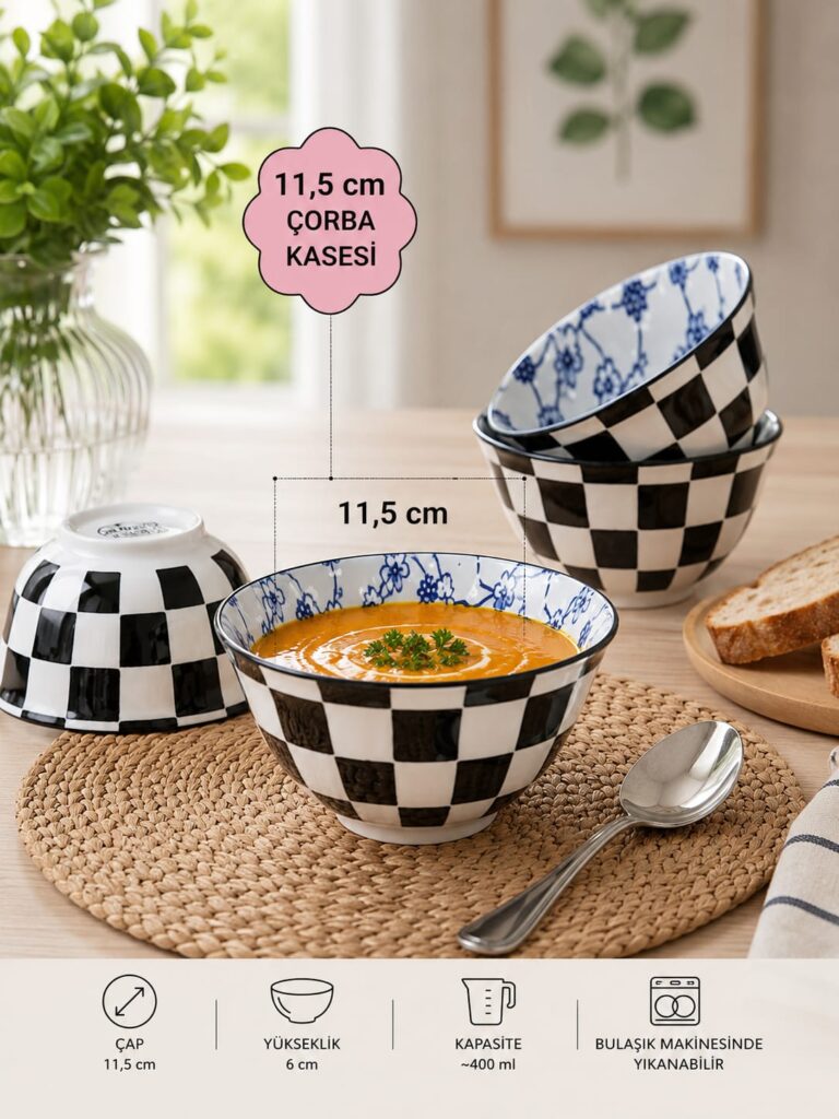 DESENLİ PORSELEN KASE 11,5 CM - 6 ADET