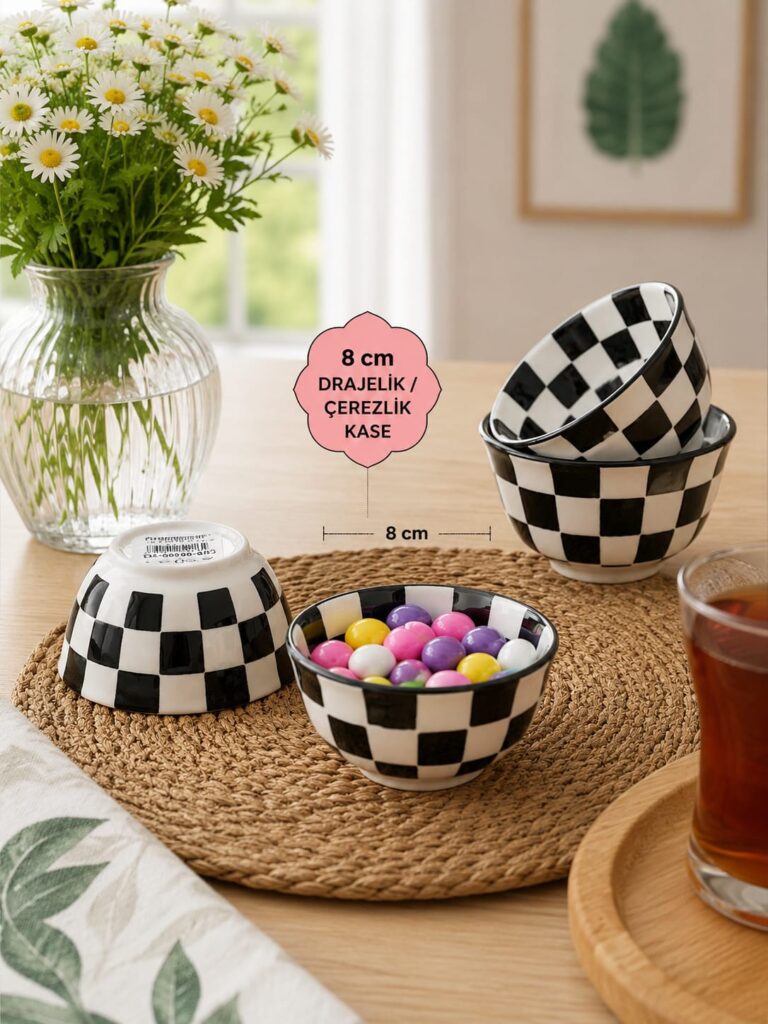 DESENLİ PORSELEN KASE 8 CM - 6 ADET
