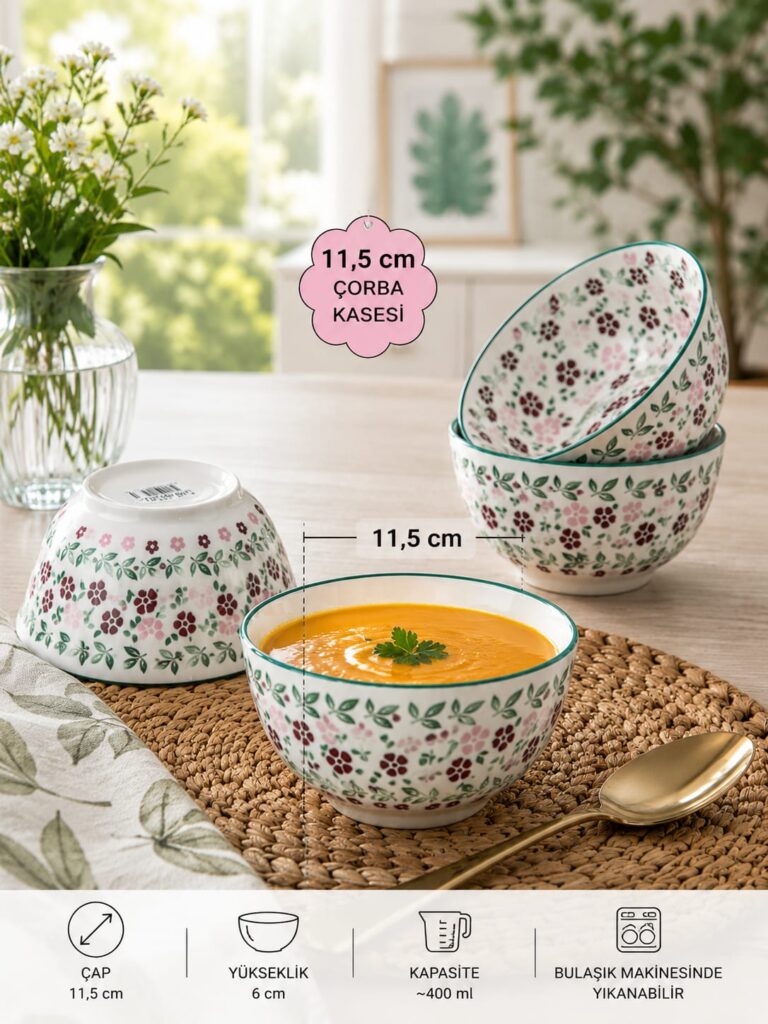 DESENLİ PORSELEN KASE 11,5 CM - 6 ADET