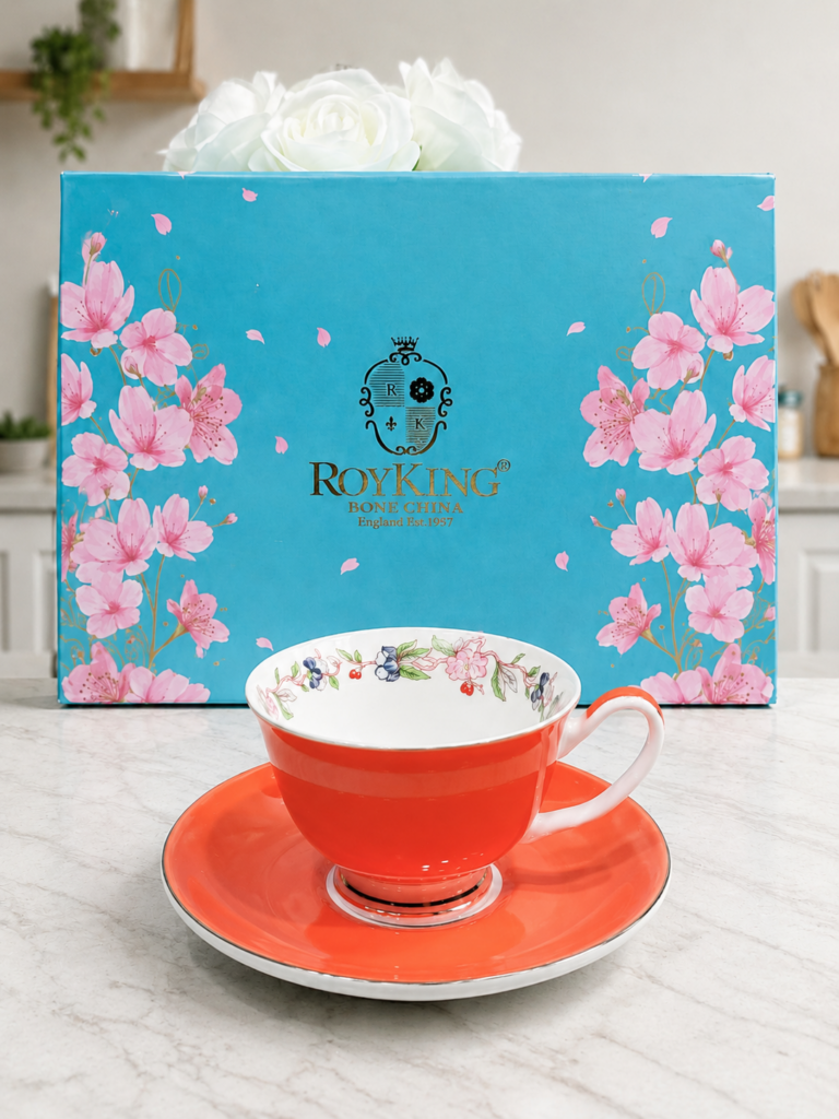 6 KİŞİLİK 12 PARÇA PORSELEN FİNCAN TAKIMI – RENKLİ ÇİÇEK DESENLİ