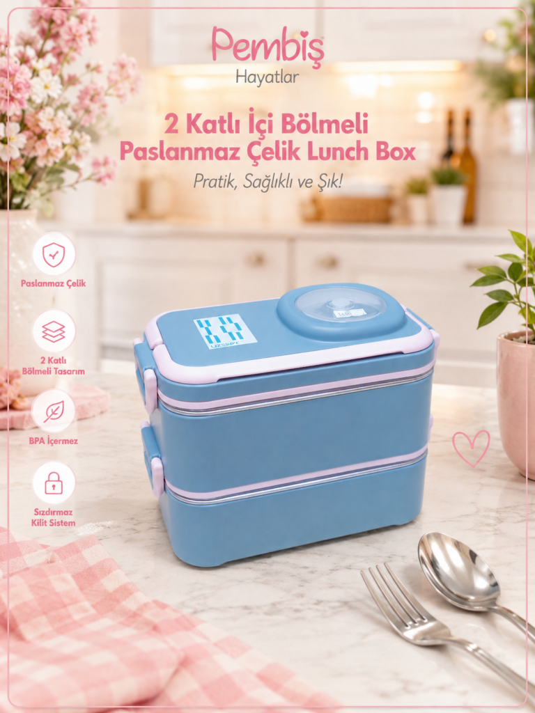 2 KATLI 304 KALİTE PASLANMAZ ÇELİK İÇ BÖLMELİ SIZDIRMAZ LUNCH BOX