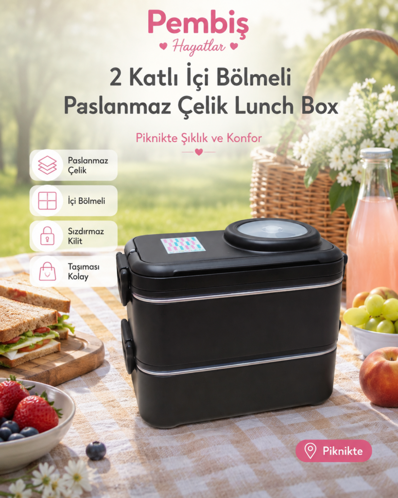 2 KATLI 304 KALİTE PASLANMAZ ÇELİK İÇ BÖLMELİ SIZDIRMAZ LUNCH BOX