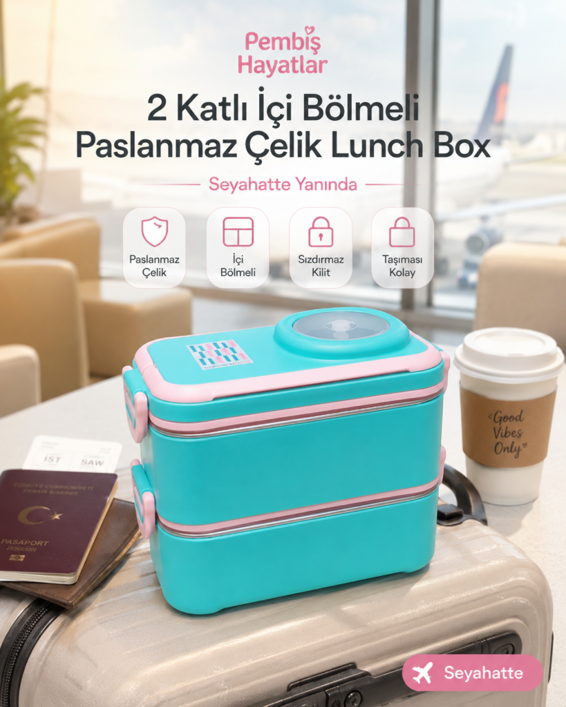 2 KATLI 304 KALİTE PASLANMAZ ÇELİK İÇ BÖLMELİ SIZDIRMAZ LUNCH BOX