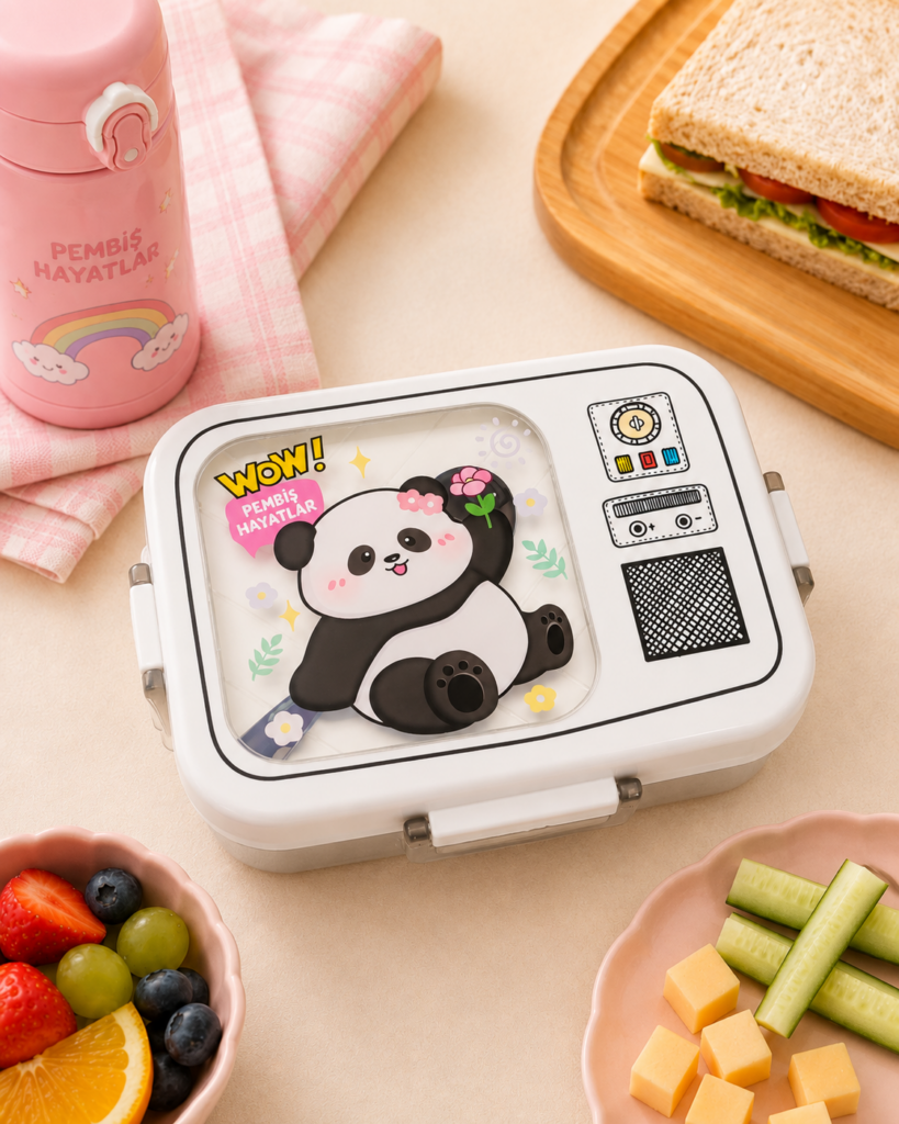 ÇOCUK ÇELİK LUNCH BOX – BÖLMELİ SEVİMLİ DESENLİ BESLENME KUTUSU