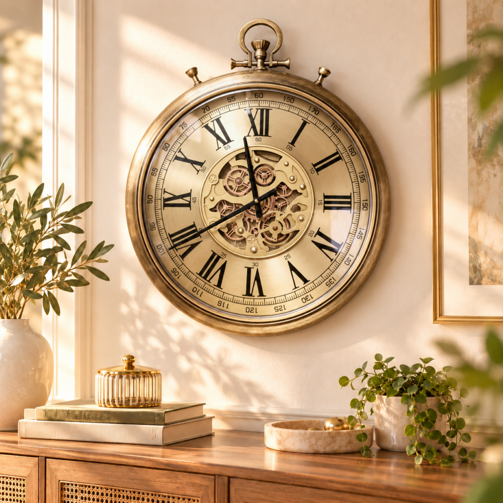 DEKORATİF DİŞLİ DUVAR SAATİ – MODERN, GOLD VE VİNTAGE TASARIM EV DEKORASYON SAATİ
