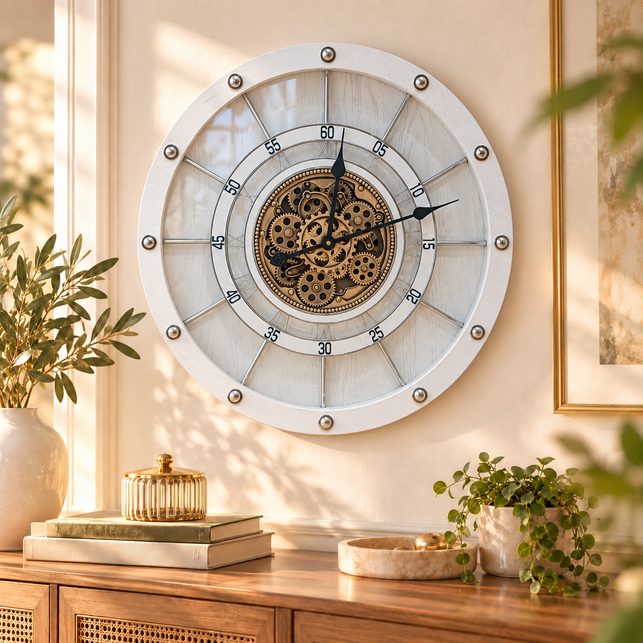 DEKORATİF DİŞLİ DUVAR SAATİ – MODERN, GOLD VE VİNTAGE TASARIM EV DEKORASYON SAATİ