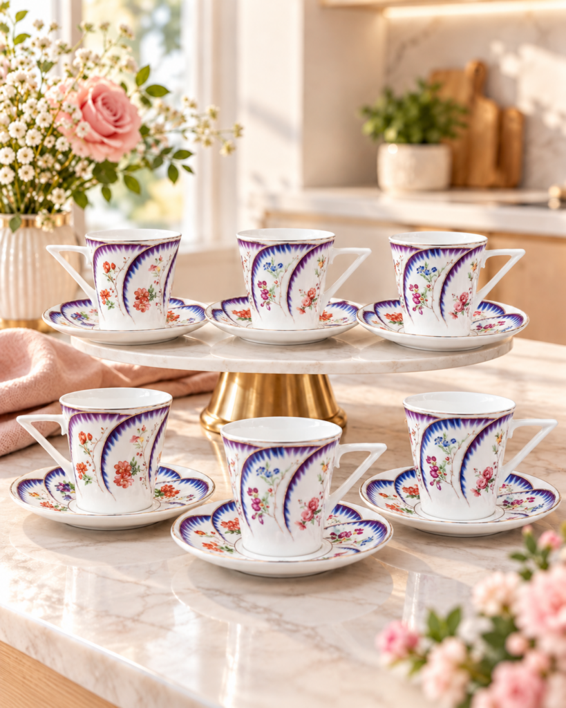 FLOWER PORSELEN FİNCAN TAKIMI