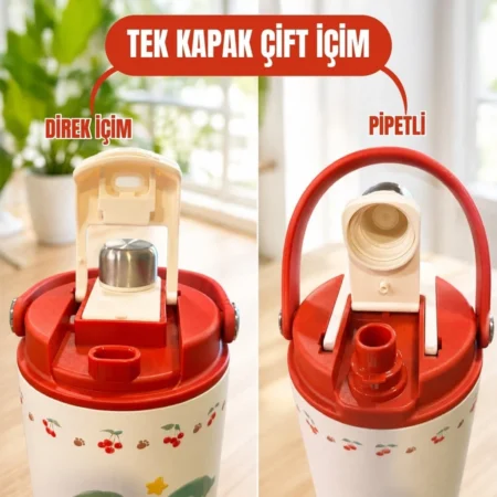 PASLANMAZ ÇELİK ÇİFT İÇİM DESENLİ TERMOS 900 ML — ikinci görsel