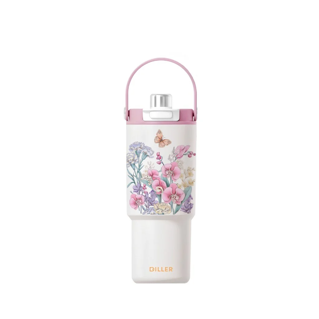 PASLANMAZ ÇELİK ÇİFT İÇİM DESENLİ TERMOS 900 ML