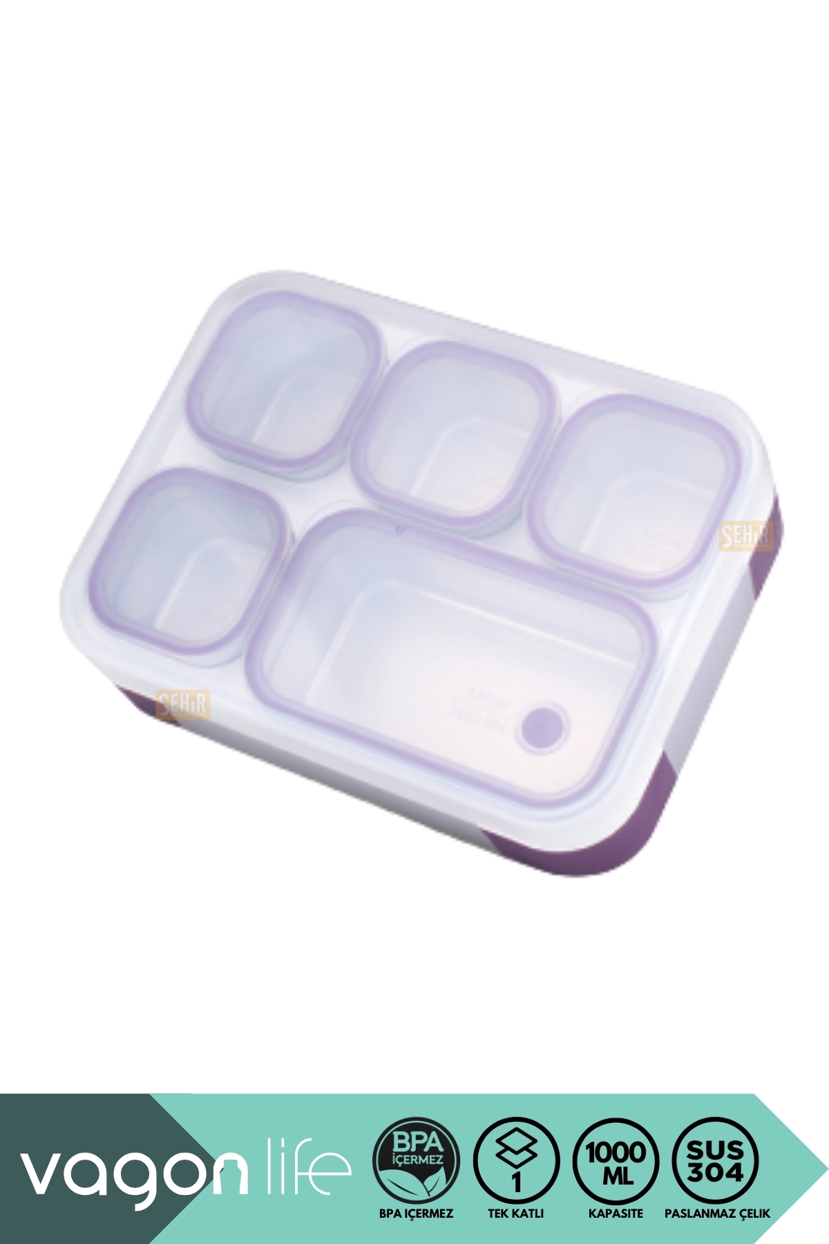 1000ML LUNCHBOX YENİ KOLEKSİYON TEK KATLI 5 BÖLMELİ ÇELİK SEFER TASI YEMEK KUTUSU
