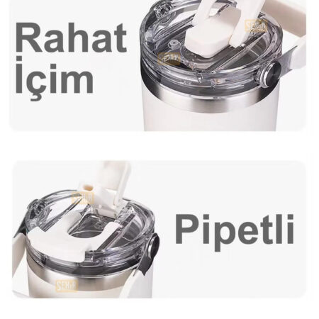 950ML SEVİMLİ KAPİBARA TUMBLER PİPETLİ/PİPETSİZ KULLANIM KULPLU PASLANMAZ ÇELİK CAPYBARA TERMOS — ikinci görsel
