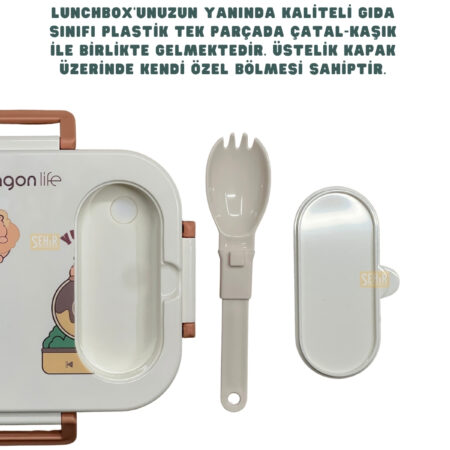 600ML LUNCHBOX CAPYBARA DESENLİ TEK KATLI 2 BÖLMELİ PASLANMAZ ÇELİK SEFER TASI YEMEK KUTUSU — ikinci görsel