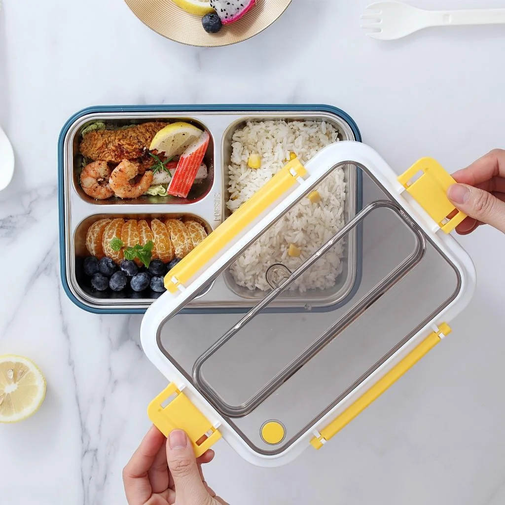 1000 ML 3 BÖLMELİ PASLANMAZ ÇELİK LUNCHBOX - Görsel 2